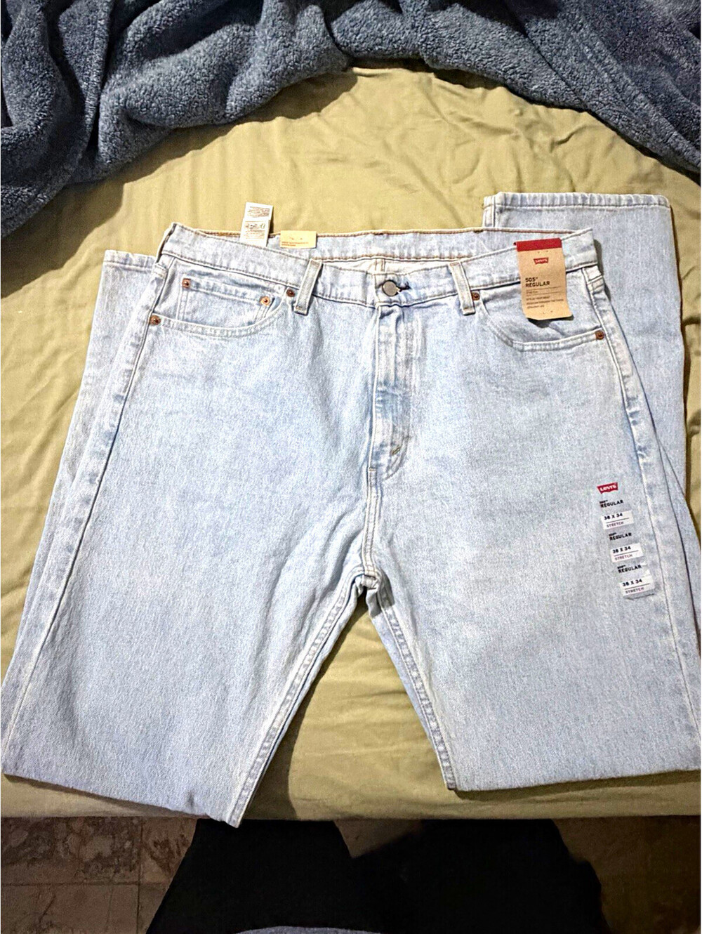 Levi's 505 Regular Fit Straight Leg Stretch Denim Jeans Light Blue Wash [COPY]